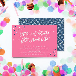 Rosa Blue Låt oss Fira Student Grad Party Inbjudningar