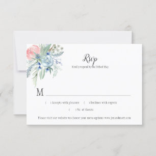 Rosa Blue Lavender Sage Grönt Blommigt OSA Kort