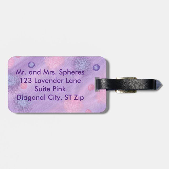 Rosa Blue Lavender Spheres Luggage Taggs Bagagebricka (Baksida Vågrät)