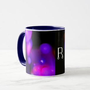 ROSA BLUE LILA BLACK FRACTAL BUBBLES MONOGRAM MUGG