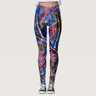 Rosa Blue Lila Blommigt #5 Leggings