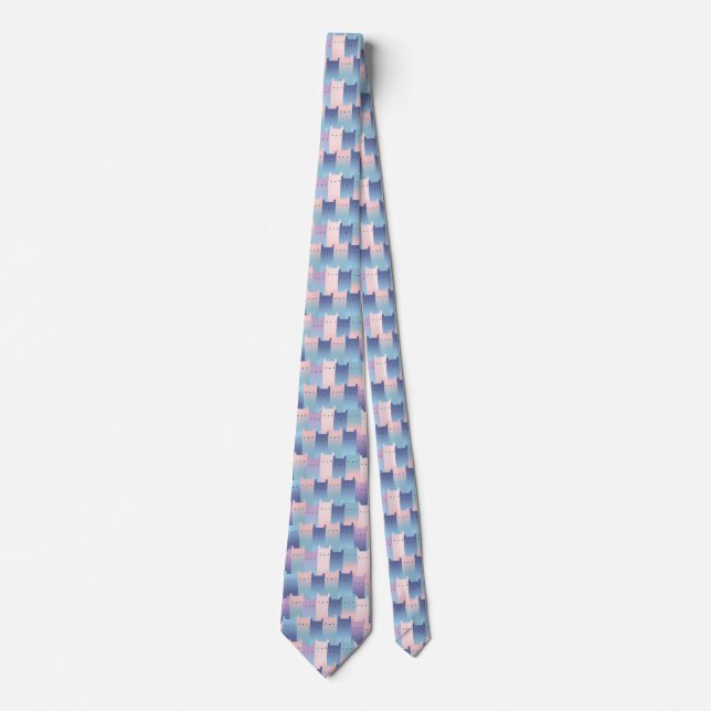 Rosa Blue Lila Cat Graphic Cubism Stil Mönster Slips (Framsida)