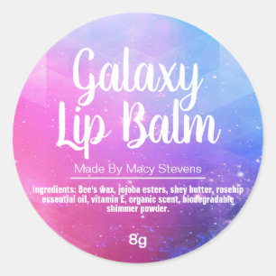 Rosa Blue Lila Galaxy Färgad Lip Balm-etiketter Runt Klistermärke