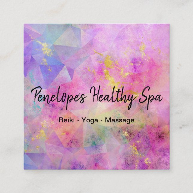 Rosa Blue Lila Guld Abstrakt Fyrkantigt Visitkort (Framsida)