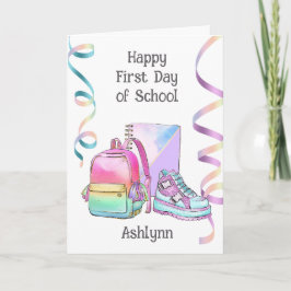 Rosa Blue Lila Lycklig Första skoldagen i Kort