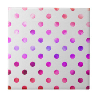 Rosa Blue Lila Rainbow Metallic Faux Foil Polka Kakelplatta