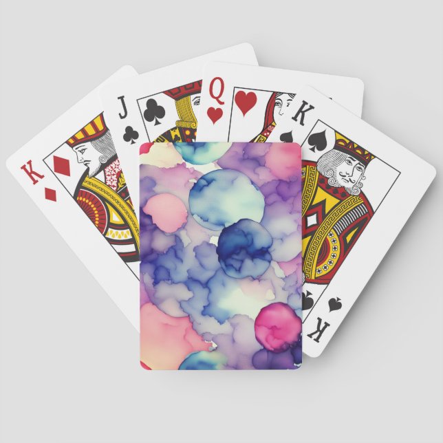 Rosa Blue Lila Vattenfärgsfärg Fusion Casinokort (Baksidan)