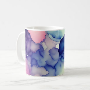 Rosa Blue Lila Vattenfärgsfärg Fusion Kaffemugg