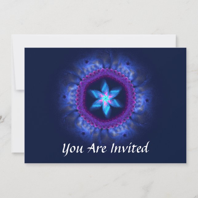 Rosa-Blue Magen Pub/Bat mitzvah Inbjudningar (Framsida)
