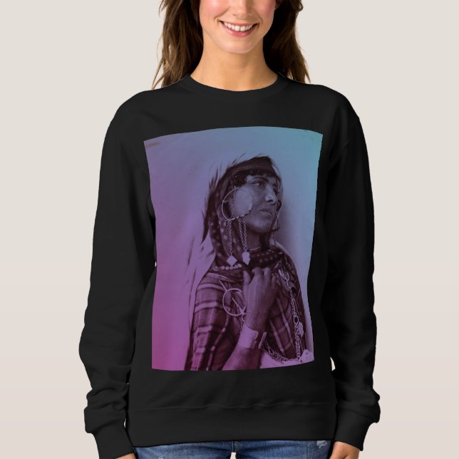 Rosa Blue Maghreb Tunisisk traditionell flickkvinn T Shirt (Framsida)