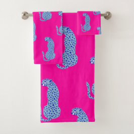 Rosa & Blue Modern Jungle Cheetah Bath Towel Set