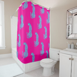 Rosa & Blue Modern Jungle Cheetah Shower Curtain
