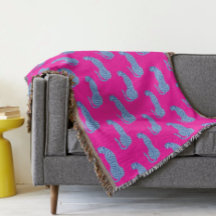 Rosa & Blue Modern Jungle Cheetah Throw Blanket