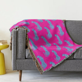 Rosa & Blue Modern Jungle Cheetah Throw Blanket Filt