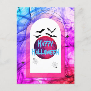 Rosa Blue Modern Unique Spooky Happy halloween Helg Vykort