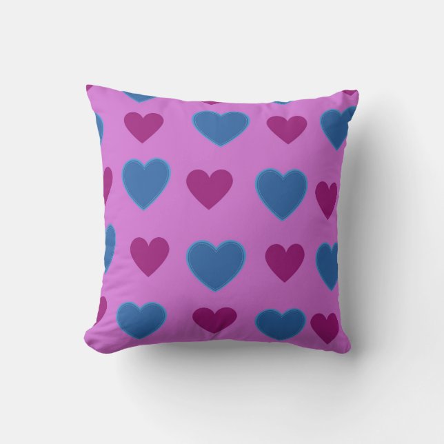 Rosa Blue Mysigt Modern Romantic Chic Snyggt Heart Kudde (Framsida)