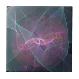 Rosa Blue och Black Fractal Kakelplatta