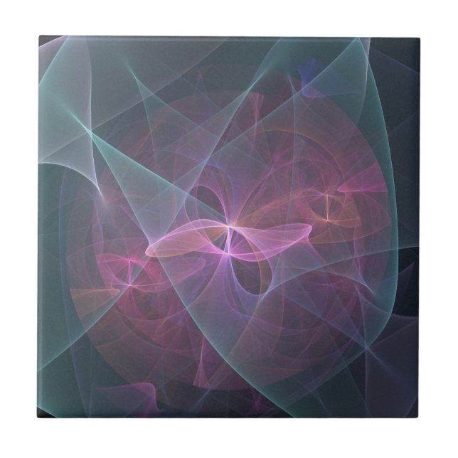 Rosa Blue och Black Fractal Kakelplatta (Framsidan)