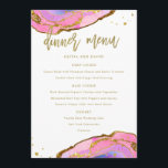 Rosa Blue och Guld Geode | Bröllop Meny<br><div class="desc">De här eleganterna,  de moderna menykorten i bröllop,  har trendigets rosa och de blå geodetiska stenarna med handskrivna skript och accenter från guld.</div>