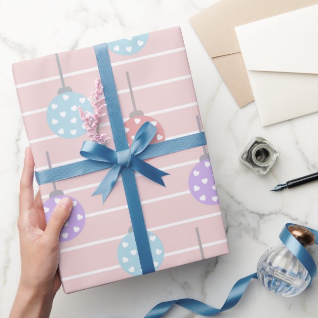 Rosa Blue och Lila Polka Dot Hearts Presentpapper (Gifting)