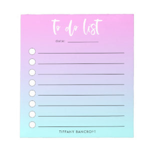 Rosa Blue Ombre att göra List Girly Anteckningsblock