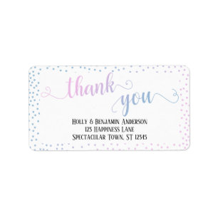 Rosa Blue Ombre Confetti-Tack Adressetikett