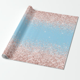 Rosa Blue Ombre Glitter Baby Gender Reveal Presentpapper