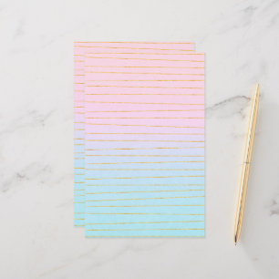 Rosa Blue Ombre med Guld Linjer Brevpapper