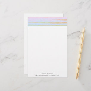 Rosa Blue Ombre med Guld Linjer Brevpapper
