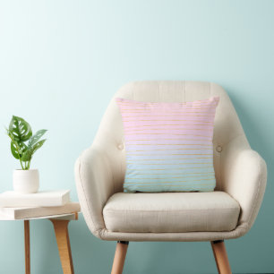 Rosa Blue Ombre med Guld Linjer Kudde