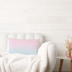 Rosa Blue Ombre med Guld Linjer Lumbarkudde