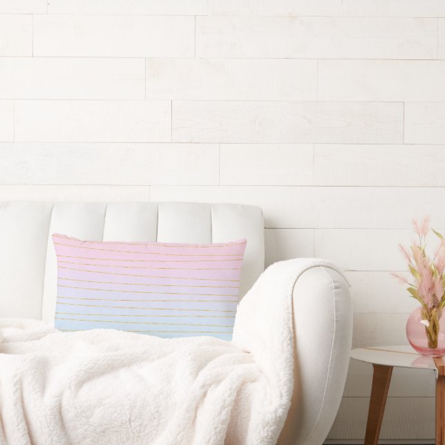 Rosa Blue Ombre med Guld Linjer Lumbarkudde (Soffa)