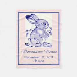 Rosa & Blue Pastel Baby Bunny Rabbit Personlig Fleecefilt