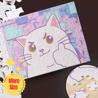 Rosa & Blue Pastel Cat Jigszle Puzzle 🧩 | Gift Pussel