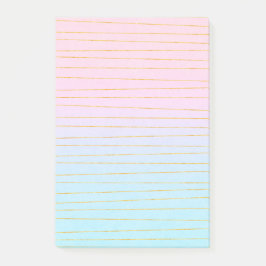 Rosa Blue Pastel-övertoning med Guld Linjer Post-it Block