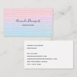 Rosa Blue Pastel-övertoning med Guld Linjer Visitkort