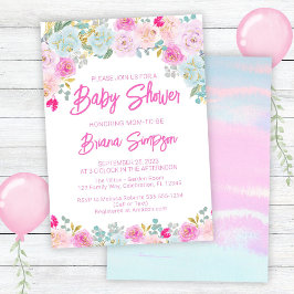 Rosa Blue Peach Lila Baby Shower Inbjudningar