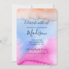 Rosa Blue Peach Tie färgämne Inbjudningar