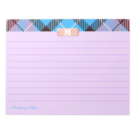 Rosa Blue Play Anpassningsbar Monogram Bright Lila Anteckningsblock