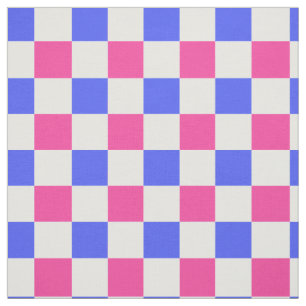 Rosa Blue Play Check Mönster Design Tyg