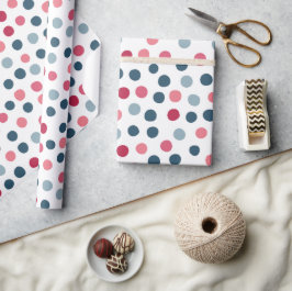 Rosa Blue Polka dots Wrapping Papper Presentpapper