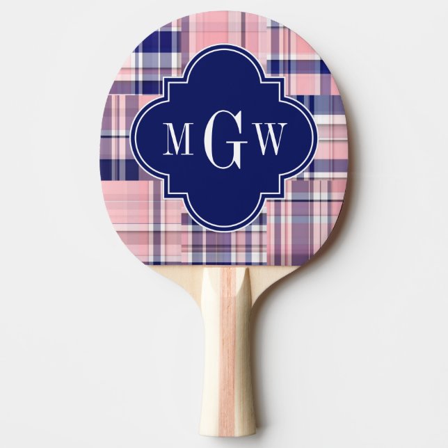 Rosa, Blue Preppy Patchwork Madras Monogram Pingisracket (Framsidan)