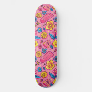 Rosa Blue Retro Y2K Unik designskiss Mini Skateboard Bräda 18,5 Cm