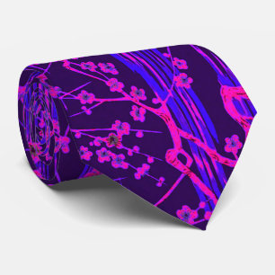 ROSA BLUE SAKURA FLOWERS Japanskt Blommönster Slips