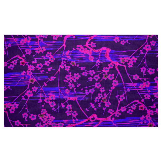 ROSA BLUE SAKURA FLOWERS Japanskt Blommönster Tyg (Fat Quarter)