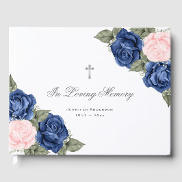 Rosa Blue Silver Blommigt i flytande minne Gästböcker