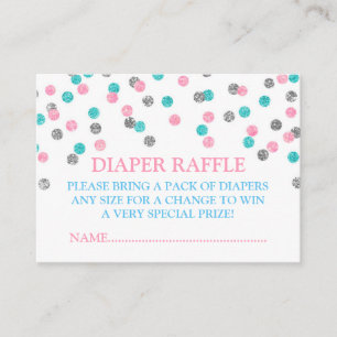 Rosa Blue Silver Dots Diaper Raffle Card Tilläggskort