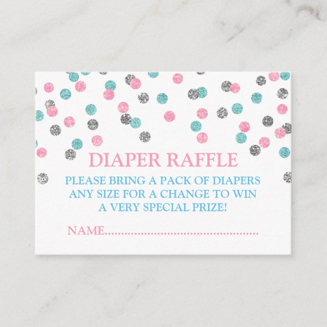Rosa Blue Silver Dots Diaper Raffle Card Tilläggskort (Framsida)