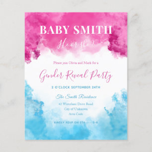 Rosa Blue Smoke Baby Gender Reveal bjudan