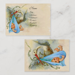 ROSA BLUE STORK BABY SHOWER VISITKORT